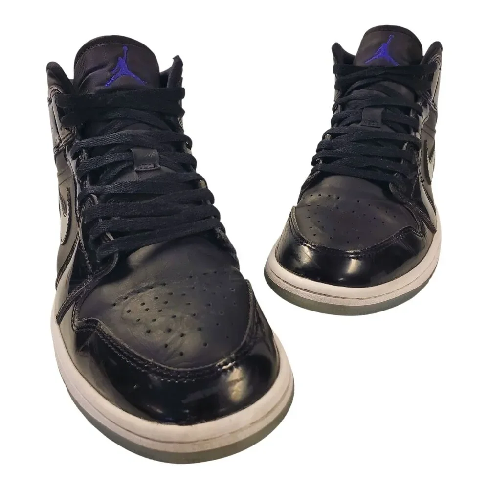 NIKE AIR JORDAN 1 MID SE Mens Size 8 Black SPACE JAM Patent Leather DV1308-004